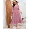Coolmee Women's Plus Size Summer Boho Dress Ruffle Cap Sleeveless V Neck Long Beach Maxi Dress - 3 of 4