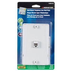 Monster 140093-00 Wall Mount Telephone Line Wall Plate, White - 1 of 1