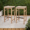 JONATHAN Y Armand Modern Coastal Backless Acacia Wood Outdoor Bar Stool with Woven Rope Sea (Set of 2) - 2 of 4