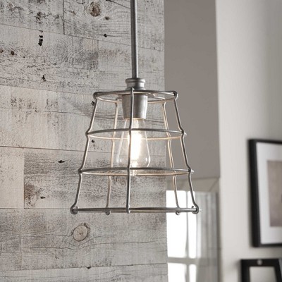 Chambers Rustic Mini-Pendant with Galvanized Wire-Frame Shade