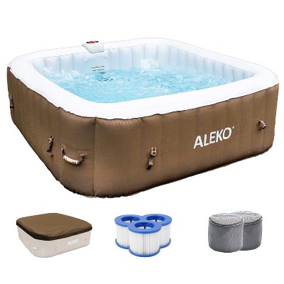 ALEKO Outdoor Portable Inflatable Hot Tub Spa 100 Jets with Cover