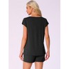 INSPIRE CHIC Women's 2 Piece Lounge Set Knit Short Sleeve Tee and Shorts Pajama Set with Pockets - 4 of 4