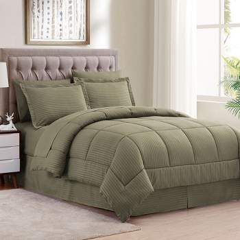 8 Piece Embossed Dobby Stripe Bed In A Bag All Season Complete Set - Sweet Home Collection™