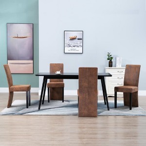 vidaXL Dining Chairs 4 pcs Brown Faux Suede Leather - 1 of 4