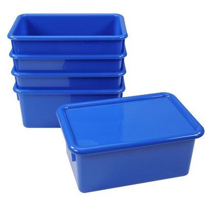 Kaplan Early Learning Storage Bins with Lids - Set of 5 - Blue