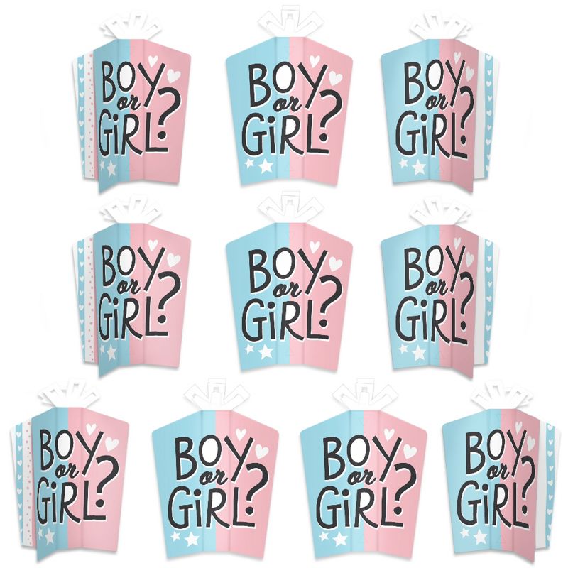 Big Dot of Happiness Baby Gender Reveal - Table Decorations - Team Boy or Girl Party Fold and Flare Centerpieces - 10 Count, 1 of 8