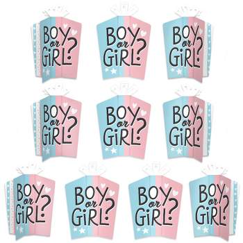 Big Dot of Happiness Baby Gender Reveal - Table Decorations - Team Boy or Girl Party Fold and Flare Centerpieces - 10 Count