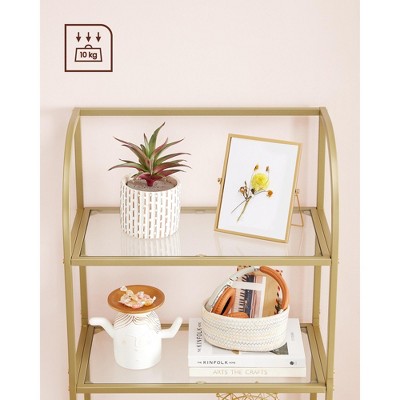 Gold 5-Tier Steel Frame Open Back Bookcase