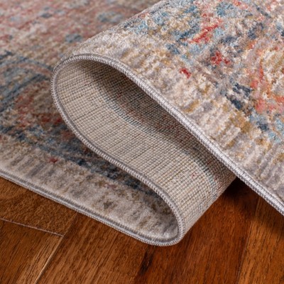 Ivory Silken Vintage-Style Rectangular Rug with Fringed Edges