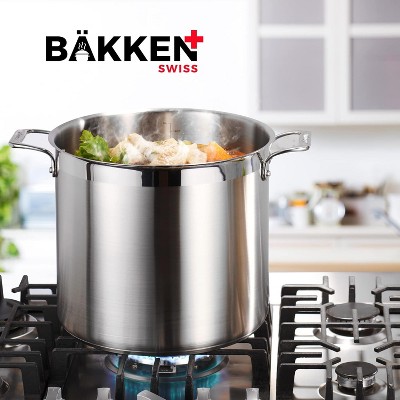 20 Quart Brushed Stainless Steel Stockpot with Lid and Riveted Handles