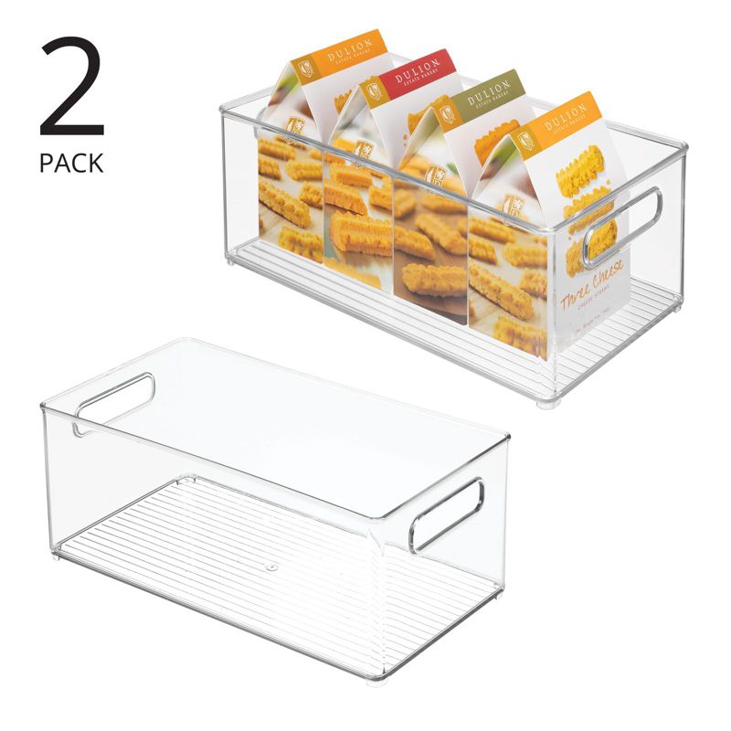 mDesign Plastic Stackable Kitchen Organizer Storage Bin with Handles, 2 of 11