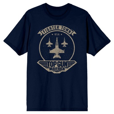 Men's Top Gun Retro Landscape Fightertown, USA Graphic Tee Navy Blue Large