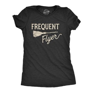 Womens Frequent Flyer T Shirt Funny Halloween Witch Broomstick Novelty Tee - Crazy Dog Women's T Shirt - 1 of 4