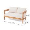 GDFStudio Burrough Outdoor Acacia Wood Loveseat and Coffee Table Set with Cushions - 3 of 4