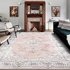 Vintage Floral Washable Rug, Low Pile Non-Slip Stain Resistant Distressed Soft Indoor Floor Carpet - 2 of 4