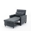 34.26"W Faux Leather/Linen/Tech Cloth Upholstered Convertible Pull Out Sleeper Sofa Bed with USB Ports, Cup Holders and Side Pockets, 4L -ModernLuxe - 4 of 4