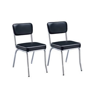Simple Relax Set of 2 Leatherette and Metal Side Chairs in Black - 1 of 4