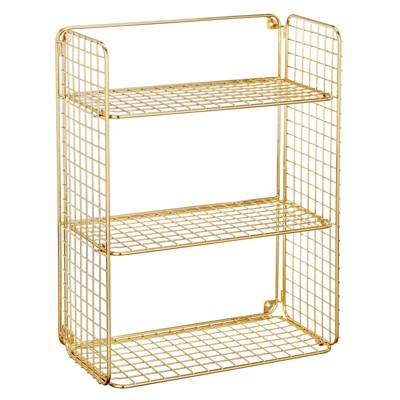 mDesign Decorative Metal Storage Organizer Shelf, 3 Levels - Wall Mount