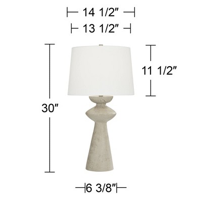 Claire 30" White and Grey Modern Table Lamp with Fabric Shade