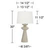 Possini Euro Design Claire 30" Tall Large Mid Century Modern Farmhouse Rustic End Table Lamp White Beige Living Room Bedroom Bedside Nightstand House - 4 of 4