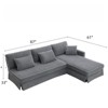 FONTOI L-shaped Sofa with Pleated Skirt, Convertible Sleeper Couch with Pillows for Living Room Apartment, Gray, 87"*33"*61" - 2 of 4