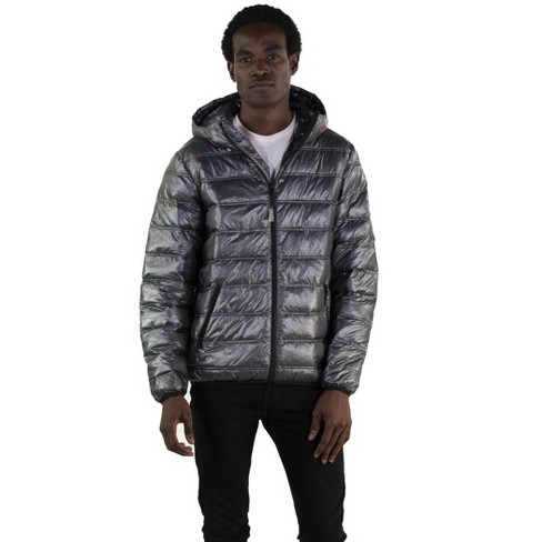 Calvin Klein Men's Full Zip Hooded Puffer Jacket - Grey - S