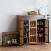 YIYIBYUS Bamboo 3 Tier Shoe Storage Cabinet with 1 Drawer & Shutter Door for Entryway - 3 of 4