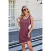 Women's Summer Sleeveless Mini Dress Casual Crewneck Button Tank Dresses Party Short T-Shirt Sundress with Pockets - 4 of 4