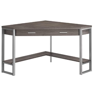 42" Taupe and Silver Corner Computer Desk - 1 of 4