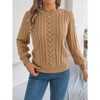 Coolmee Women's Wool Blend Classic Crew Neck Casual Fall Sweaters Khaki S - 3 of 4