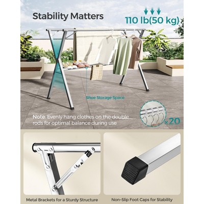 Extendable Stainless Steel Foldable Drying Rack in Dove Gray