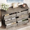 Farmhouse 6 Drawer Dresser for Bedroom, Rustic Chest of Drawers with Metal Handles, Large Double Dresser TV Stand - 3 of 4