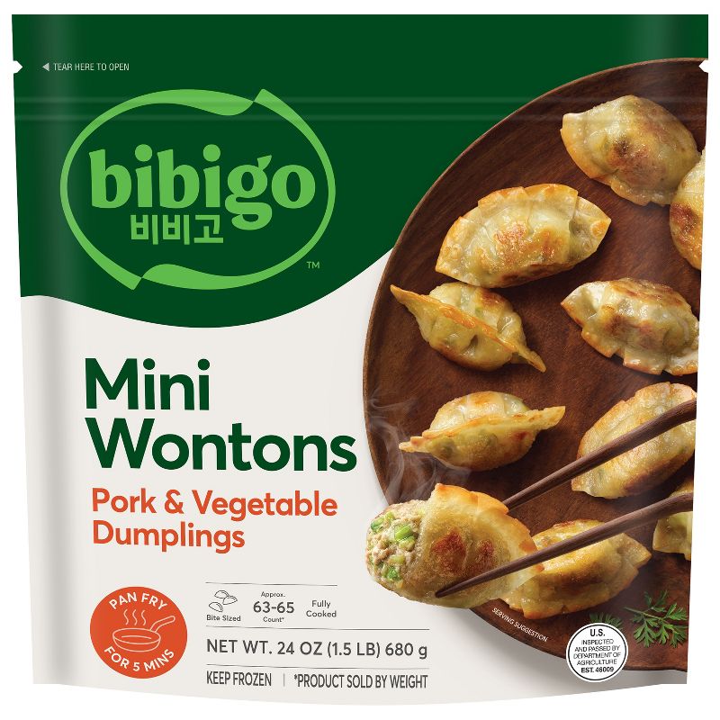 Bibigo Frozen Mini Wontons Pork &#38; Vegetable Dumplings - 24oz, 1 of 10