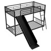 NicBex Twin Over Twin Bunk Bed with Slide and Ladder,Loft Bed with Safety Guardrail for Bedroom,White/Black - 4 of 4