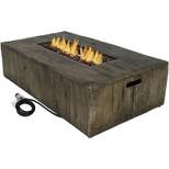 Sunnydaze Rustic Rectangular Propane Gas Fire Pit Table with Outdoor Weather-Resistant Durable Cover and Lava Rocks - 48" L - Faux Wood