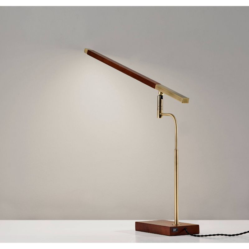 LED Barrett Desk Lamp Walnut/Brass (Includes LED Light Bulb) - Adesso, 6 of 10