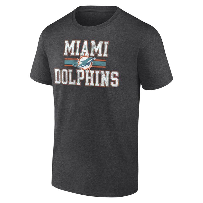 NFL Miami Dolphins Men&#39;s Team Striping Gray Short Sleeve Bi-Blend T-Shirt, 2 of 4
