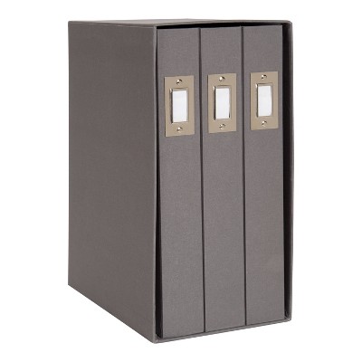 6" x 13" Cydney Set of 3 Fabric Photo Albums in Display Box Gray - DesignOvation