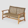 2pc Hampton Wood & Wicker Loveseat Set with Coffee Table - Christopher Knight Home: Acacia Frame - 3 of 4