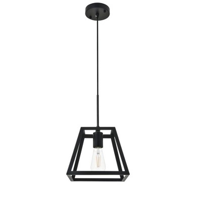 Resolute Contemporary Black Trapezoid Pendant Light 9.4"
