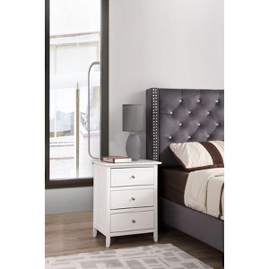 NicBex Nightstand with 3 Drawers,15 inch Bedside Table with Metal Round Handles and  Wood Legs,Modern Side Table for Bedroom,Living Room - 1 of 4