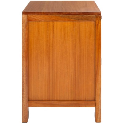Coastal Natural Rattan & Mindi Wood 1-Drawer Nightstand