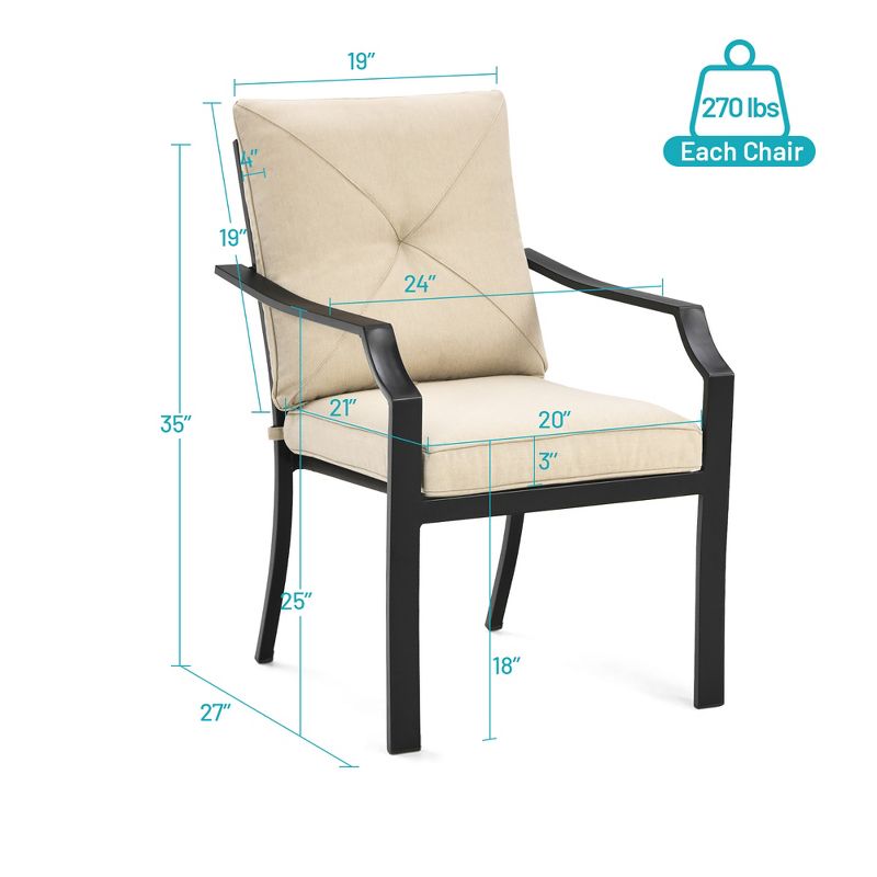 Costway 4 PCS Patio Dining Chairs Stackable Removable Cushions Garden Deck, 3 of 11