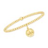 Pure Collection by Ross-Simons Italian 3mm 18kt Gold Vermeil Bead Stretch Bracelet With Replica Lira Coin Charm - 3 of 4