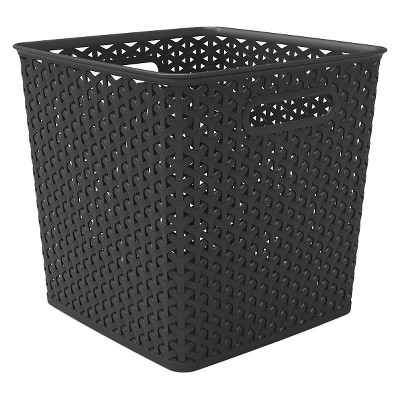 Y-Weave 11" Cube Decorative Storage Basket Black - Room Essentials™