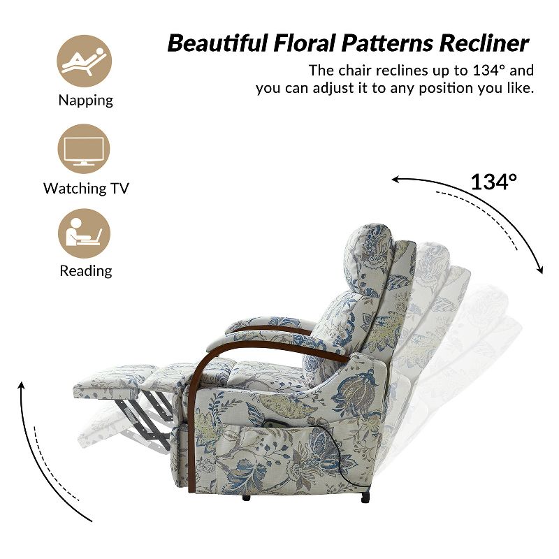 Noemi Upholstered Lift Assist Power Recliner Chair with Wood Arms | Artful Living Design, 5 of 12