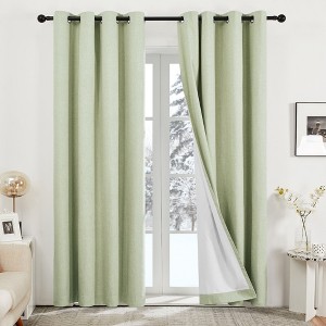 Deconovo 2 Panels Linen Look Blackout Curtains with 8 Grommets, Thermal Insulated Drapes - 1 of 4