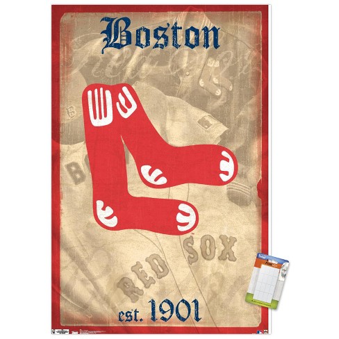 Trends International MLB Boston Red Sox - Retro Logo 14 Unframed Wall  Poster Print White Mounts Bundle 22.375 x 34