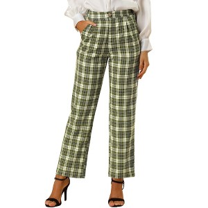 INSPIRE CHIC Women's Plaid Elastic Waist Casual Work Office Long Pants - 1 of 4