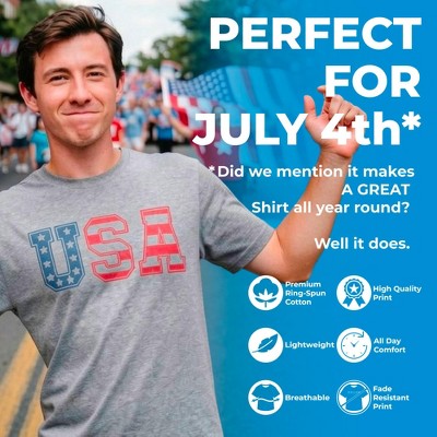 Мужские футболки Crazy Dog T-Shirts, Inc. Mens Funny T Shirts American Flag Texas Awesome Fourth Of July Tee for Men - Crazy Dog Men's T Shirt For Fourth Of July Red L — фото 3